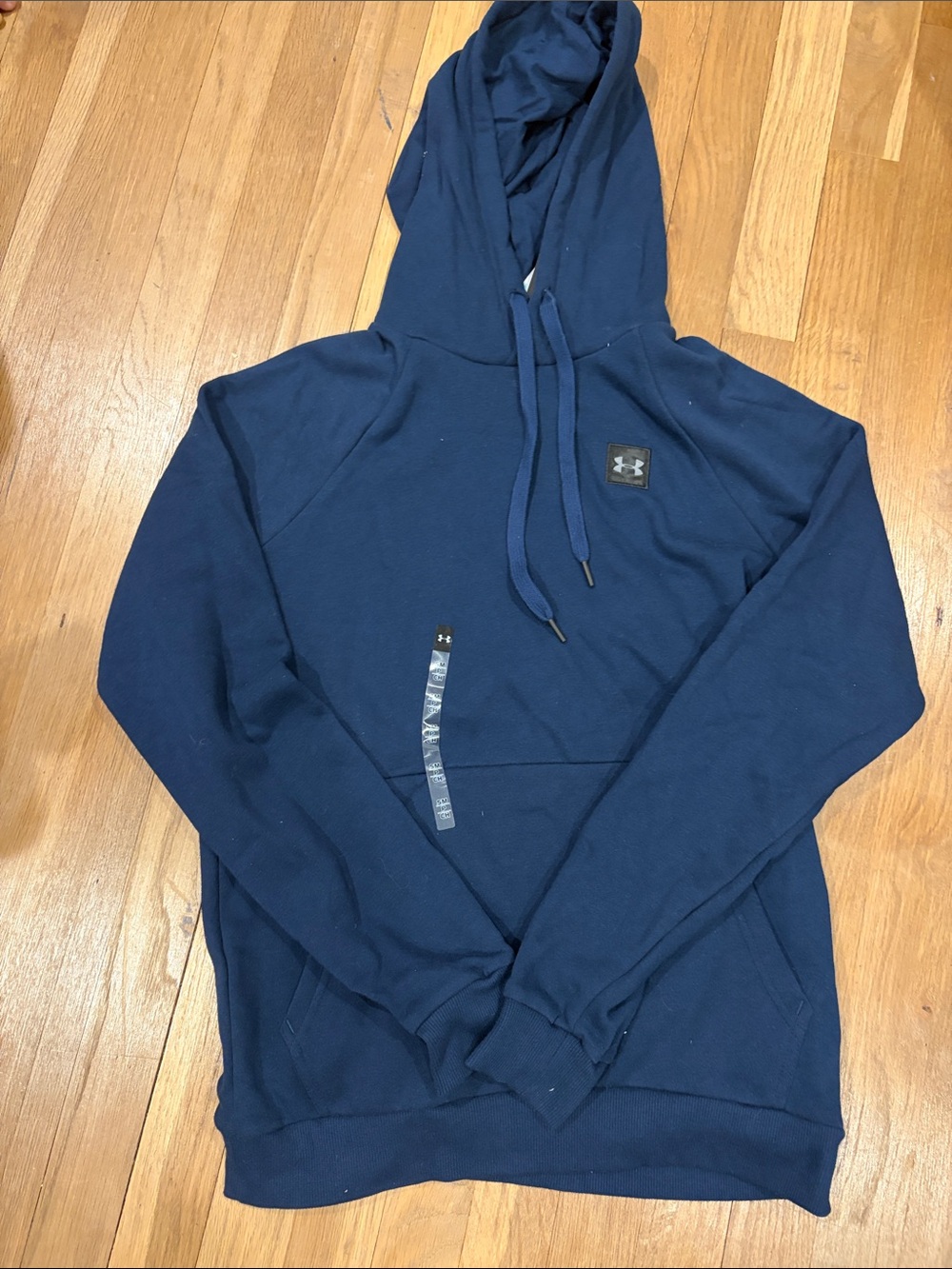 Under Armour Navy Blue Pullover Hoodie with Logo Patch